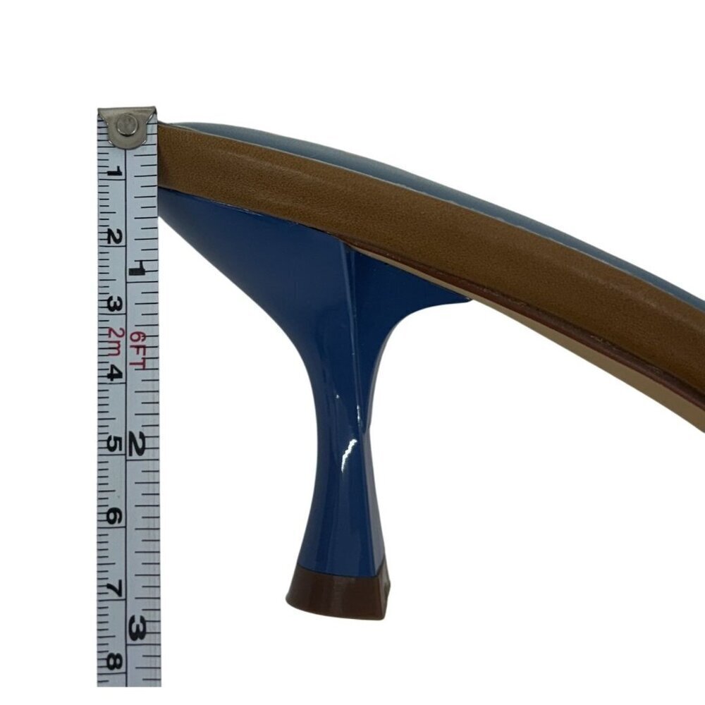 LILIANA / Dana-1 / Blue Denim / Open-Toe Heels / With Floral Accent & Tan Trim - Picture 5 of 8